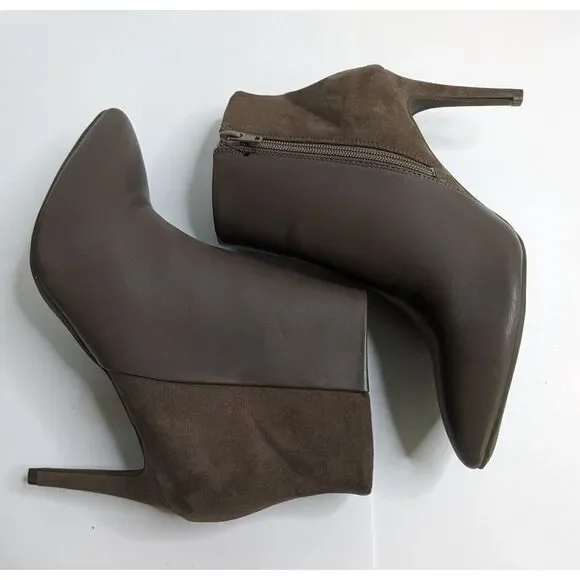 New! Worthington Lorna Memory Foam Taupe Pointed Toe Heeled Ankle Boot, 9M - Picture 3 of 6